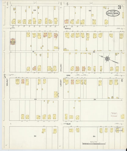 Sanborn Fire Insurance Map from Jersey Shore, Lycoming County, Pennsylvania (1913), Sheet #0003 - Historic Sanborn Fire Insurance Map Print, vintage old map wall art, antique decor, genealogy gift, Pennsylvania Pennsylvania map