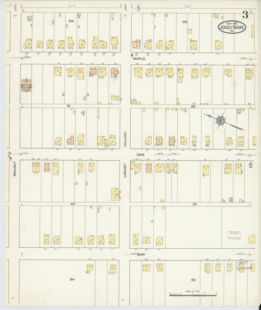 Sanborn Fire Insurance Map from Jersey Shore, Lycoming County, Pennsylvania (1913), Sheet #0003 - Historic Sanborn Fire Insurance Map Print, vintage old map wall art, antique decor, genealogy gift, Pennsylvania Pennsylvania map