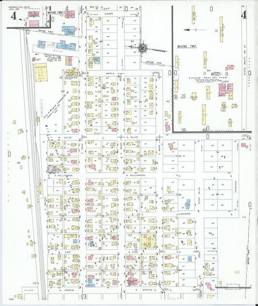 Sanborn Fire Insurance Map from Versailles, Darke County, Ohio (1951), Sheet #0004 - Historic Sanborn Fire Insurance Map Print, vintage old map wall art, antique decor, genealogy gift, Ohio Ohio map