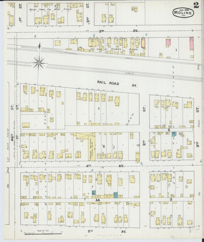 Sanborn Fire Insurance Map from Moline, Rock Island County, Illinois (1892), Sheet #0002 - Complete Map Set gallery image, historic Sanborn map, vintage wall art, Illinois Illinois