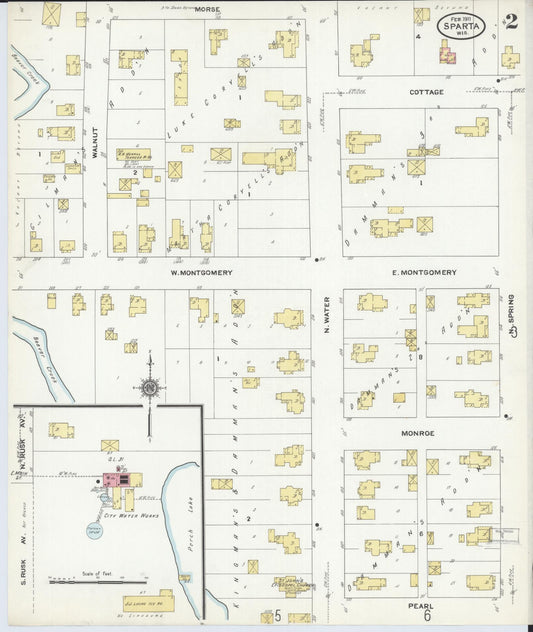 Sanborn Fire Insurance Map from Sparta, Monroe County, Wisconsin (1911), Sheet #0002 - Historic Sanborn Fire Insurance Map Print, vintage old map wall art, antique decor, genealogy gift, Wisconsin Wisconsin map