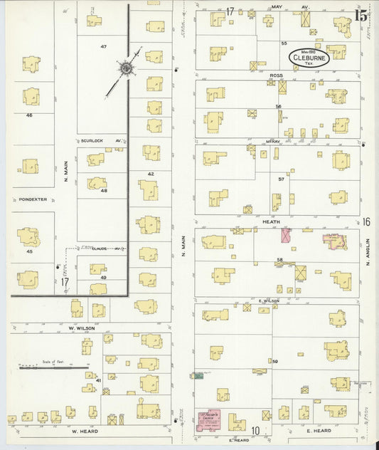 Sanborn Fire Insurance Map from Cleburne, Johnson County, Texas (1910), Sheet #0015 - Historic Sanborn Fire Insurance Map Print, vintage old map wall art, antique decor, genealogy gift, Texas Texas map