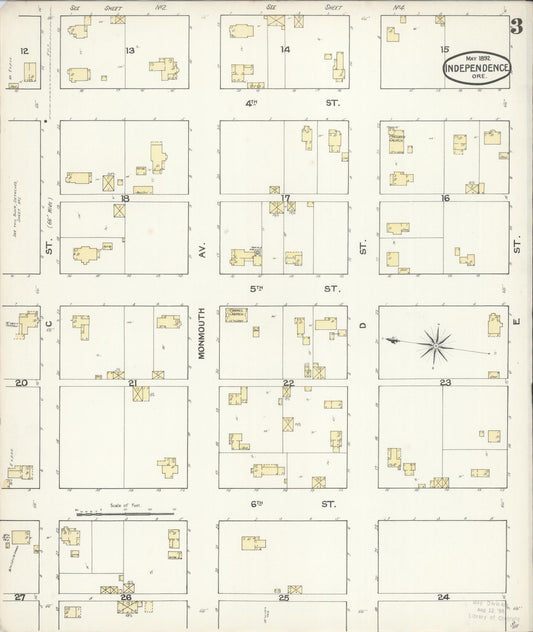Sanborn Fire Insurance Map from Independence, Polk County, Oregon (1892), Sheet #0003 - Historic Sanborn Fire Insurance Map Print, vintage old map wall art, antique decor, genealogy gift, Oregon Oregon map