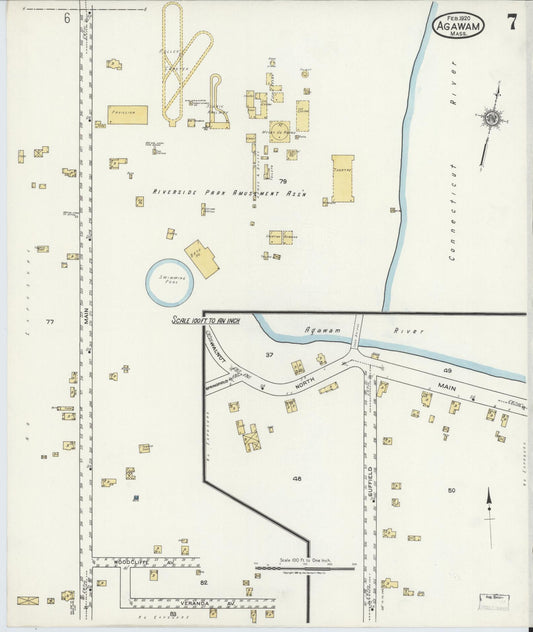 Sanborn Fire Insurance Map from Agawam, Hampden County, Massachusetts (1920), Sheet #0007 - Historic Sanborn Fire Insurance Map Print, vintage old map wall art, antique decor, genealogy gift, Massachusetts Massachusetts map