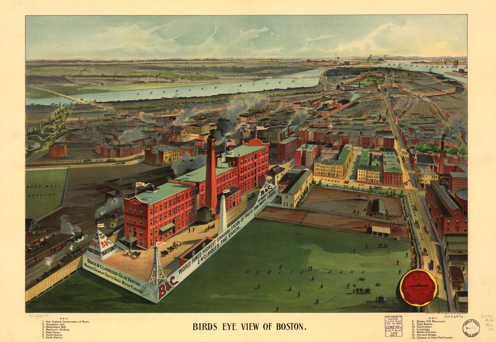 Bird's eye view of Boston. (1902) – Historic Bird’s-Eye View Panorama Print