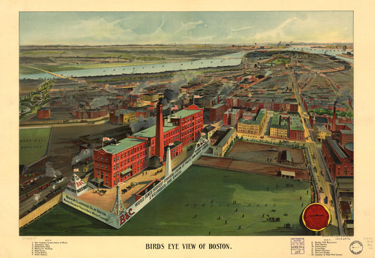 Bird's eye view of Boston. (1902) – Historic Bird’s-Eye View Panorama Print