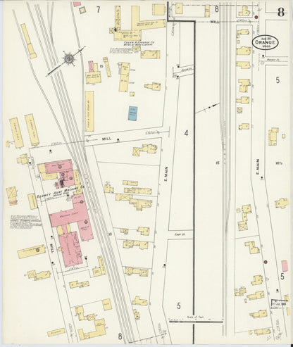 Sanborn Fire Insurance Map from Orange, Franklin County, Massachusetts (1911), Sheet #0008 - Historic Sanborn Fire Insurance Map Print, vintage old map wall art, antique decor, genealogy gift, Massachusetts Massachusetts map