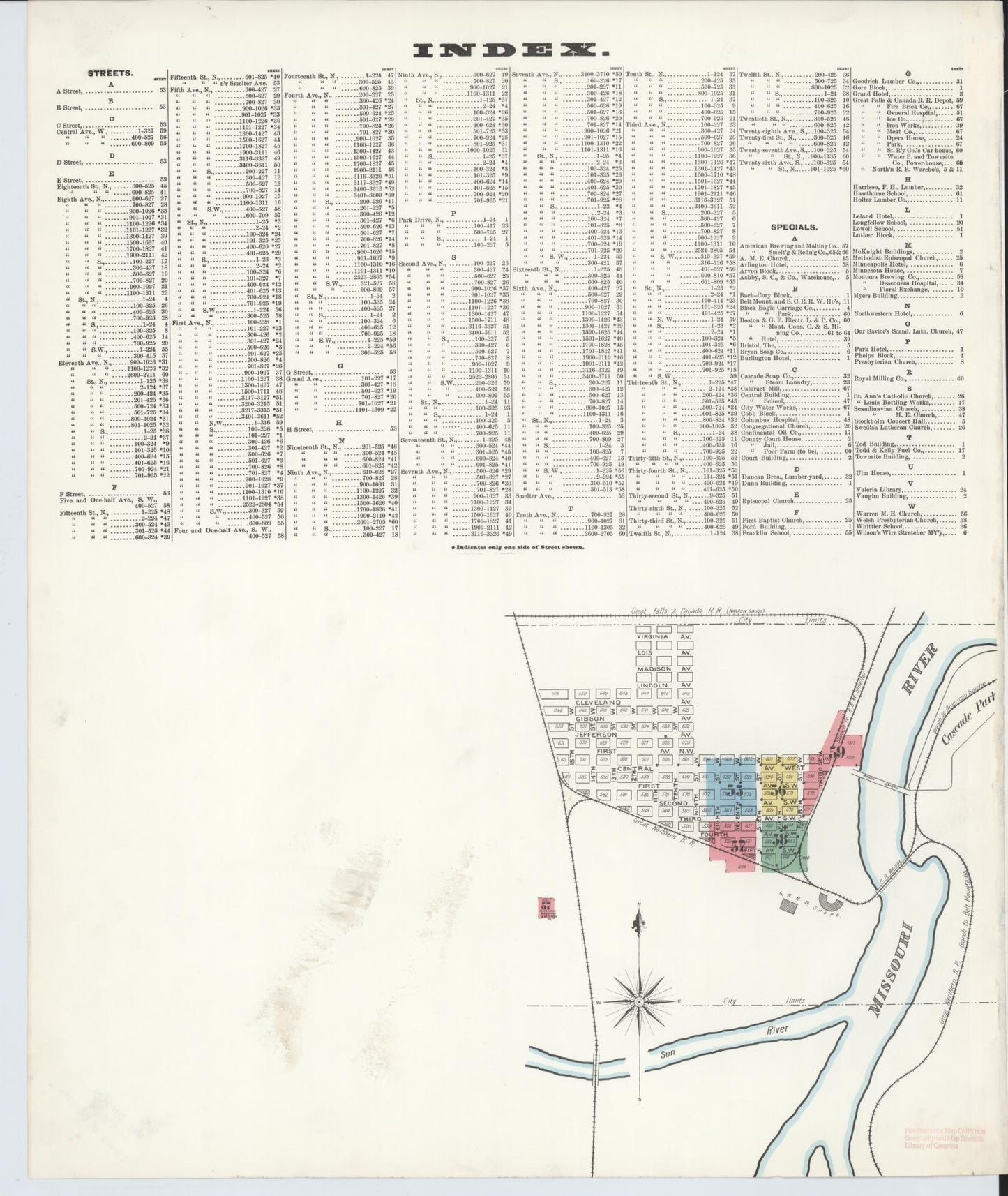 Sanborn Fire Insurance Map from Great Falls, Cascade County, Montana. (1900) – Historic Sanborn Fire Insurance Map Print