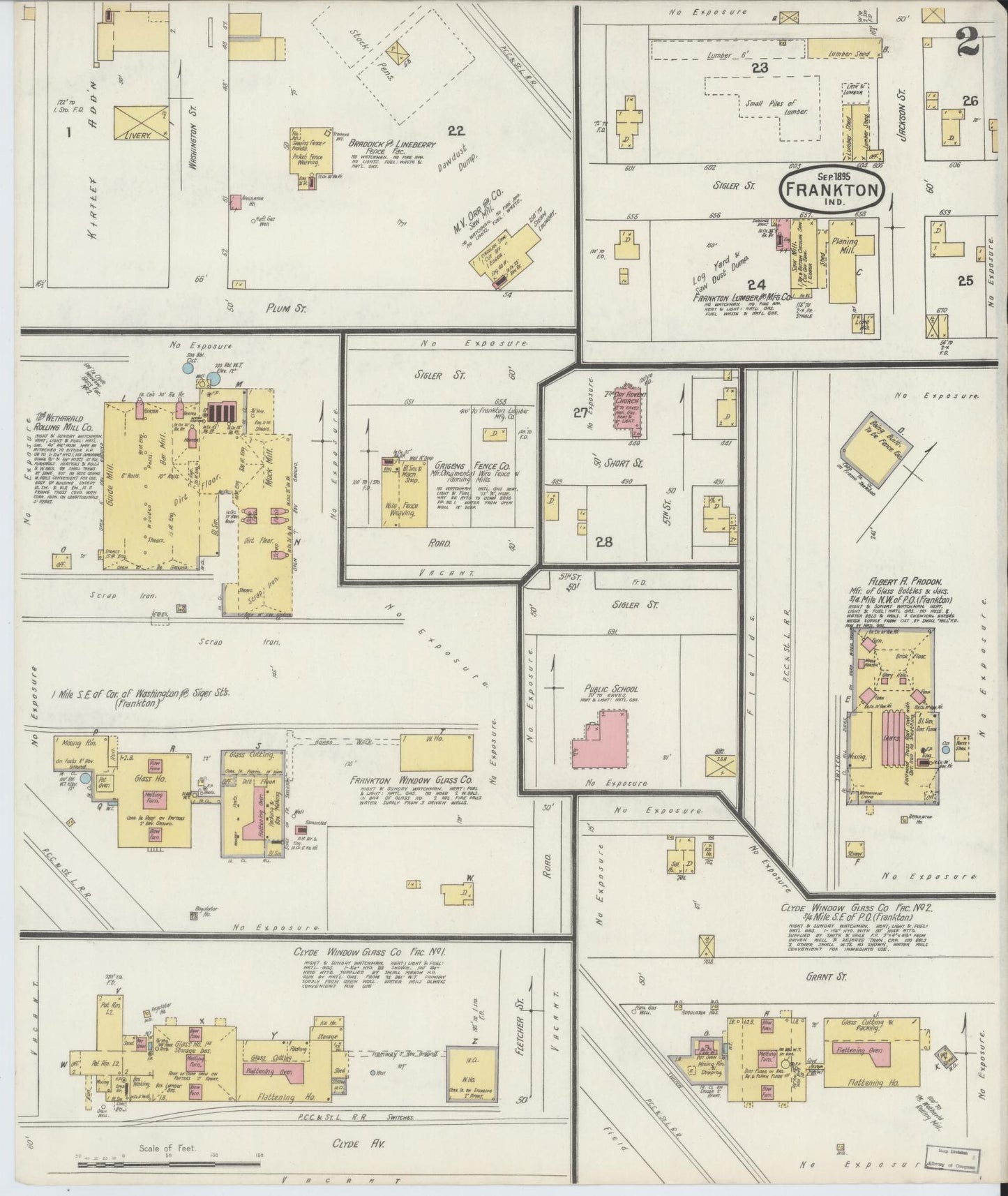 Sanborn Fire Insurance Map from Frankton, Madison County, Indiana (1895), Sheet #0002 - Complete Map Set gallery image, historic Sanborn map, vintage wall art, Indiana Indiana