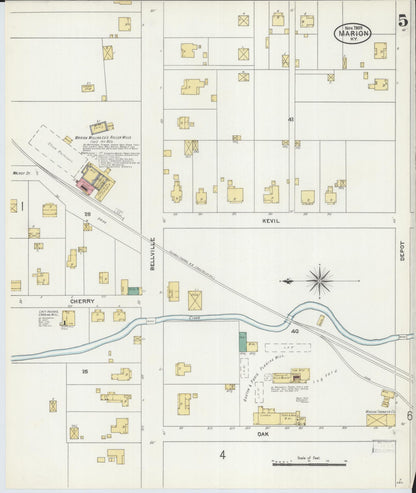 Sanborn Fire Insurance Map from Marion, Crittenden County, Kentucky (1905), Sheet #0005 - Complete Map Set gallery image, historic Sanborn map, vintage wall art, Kentucky Kentucky