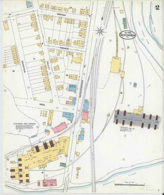 Sanborn Fire Insurance Map from Duncannon, Perry County, Pennsylvania (1904), Sheet #0002 - Historic Sanborn Fire Insurance Map Print, vintage old map wall art, antique decor, genealogy gift, Pennsylvania Pennsylvania map