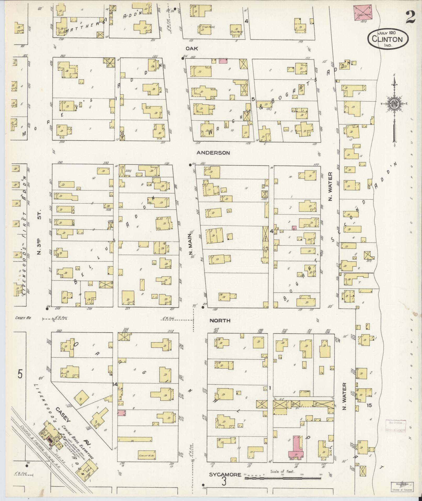 Sanborn Fire Insurance Map from Clinton, Vermillion County, Indiana (1910), Sheet #0002 - Complete Map Set gallery image, historic Sanborn map, vintage wall art, Indiana Indiana