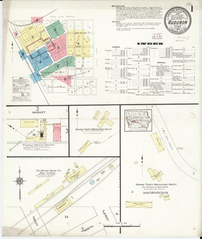 Sanborn Fire Insurance Map from Audubon, Audubon County, Iowa (1913), Sheet #0001 - Historic Sanborn Fire Insurance Map Print