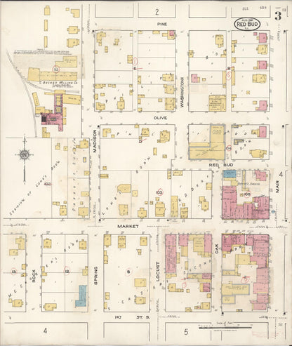 Sanborn Fire Insurance Map from Red Bud, Randolph County, Illinois (1932), Sheet #0003 - Complete Map Set gallery image, historic Sanborn map, vintage wall art, Illinois Illinois