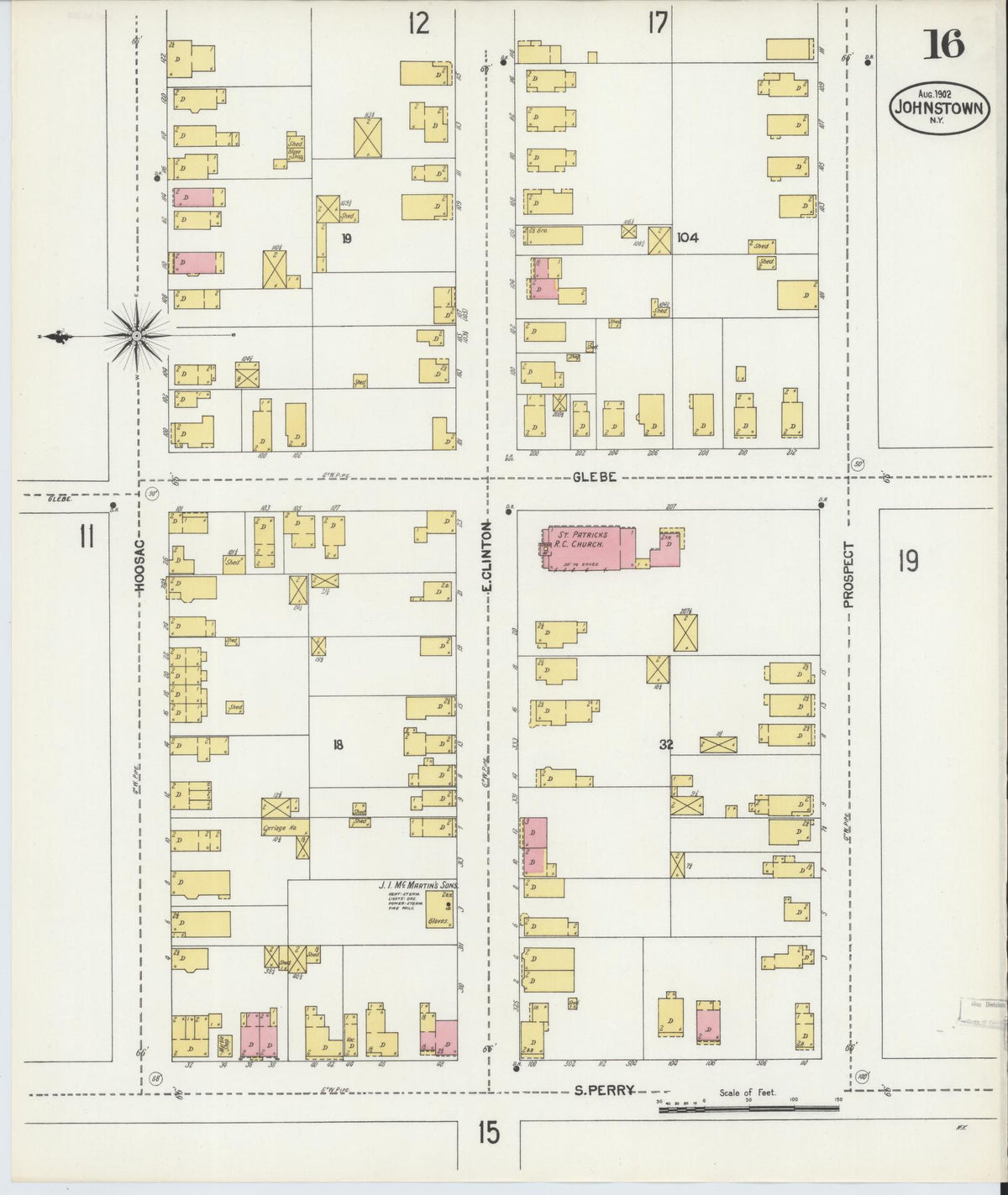 Sanborn Fire Insurance Map from Johnstown, Fulton County, New York (1902), Sheet #0016 - Complete Map Set gallery image, historic Sanborn map, vintage wall art, New York New York