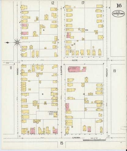 Sanborn Fire Insurance Map from Johnstown, Fulton County, New York (1902), Sheet #0016 - Complete Map Set gallery image, historic Sanborn map, vintage wall art, New York New York