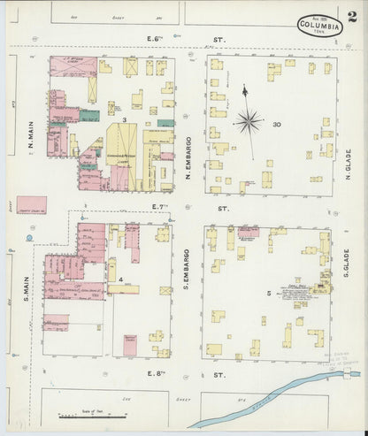 Sanborn Fire Insurance Map from Columbia, Maury County, Tennessee (1891), Sheet #0002 - Complete Map Set gallery image, historic Sanborn map, vintage wall art, Tennessee Tennessee