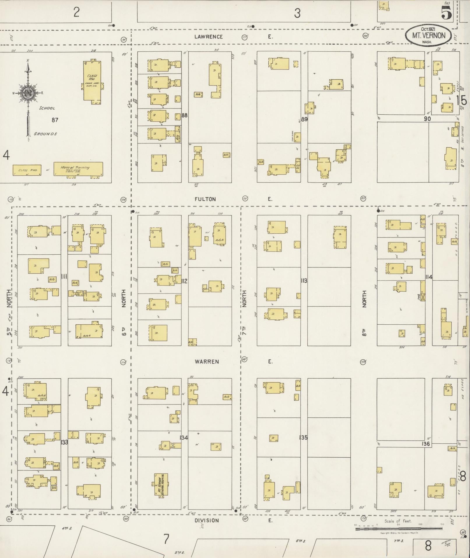 Sanborn Fire Insurance Map from Mount Vernon, Skagit County, Washington (1921), Sheet #0005 - Complete Map Set gallery image, historic Sanborn map, vintage wall art, Washington Washington