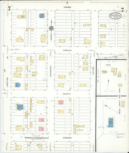 Sanborn Fire Insurance Map from Sturgis, Meade County, South Dakota (1923), Sheet #0007 - Complete Map Set gallery image, historic Sanborn map, vintage wall art, South Dakota South Dakota
