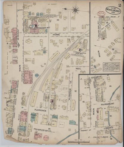 Sanborn Fire Insurance Map from Marlborough, Middlesex  County, Massachusetts (1881), Sheet #0002 - Historic Sanborn Fire Insurance Map Print, vintage old map wall art, antique decor, genealogy gift, Massachusetts Massachusetts map