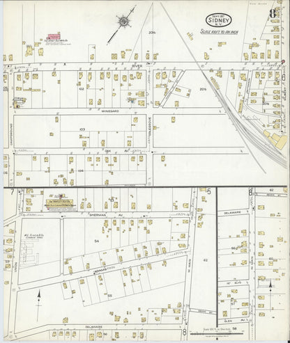 Sanborn Fire Insurance Map from Sidney, Delaware County, New York (1917), Sheet #0008 - Historic Sanborn Fire Insurance Map Print, vintage old map wall art, antique decor, genealogy gift, New York New York map