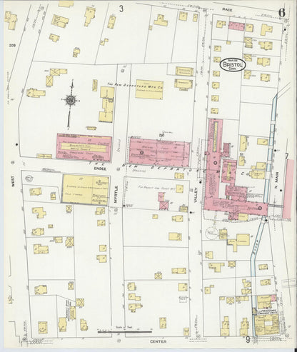 Sanborn Fire Insurance Map from Bristol, Hartford County, Connecticut (1911), Sheet #0006 - Complete Map Set gallery image, historic Sanborn map, vintage wall art, Connecticut Connecticut
