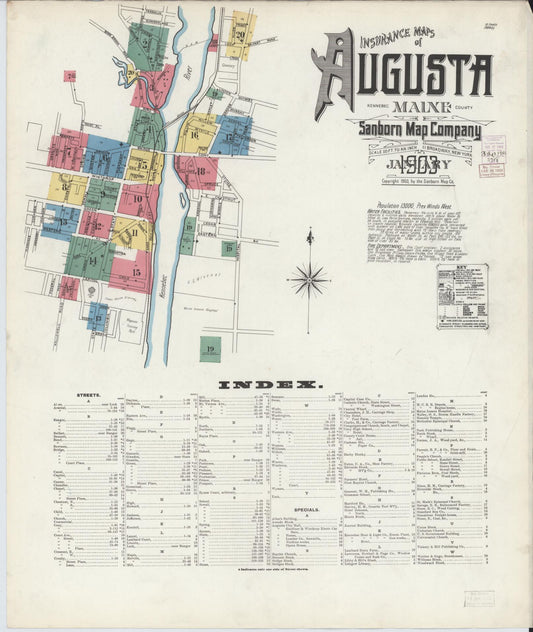 Sanborn Fire Insurance Map from Augusta, Kennebec County, Maine. (1903) – Historic Sanborn Fire Insurance Map Print