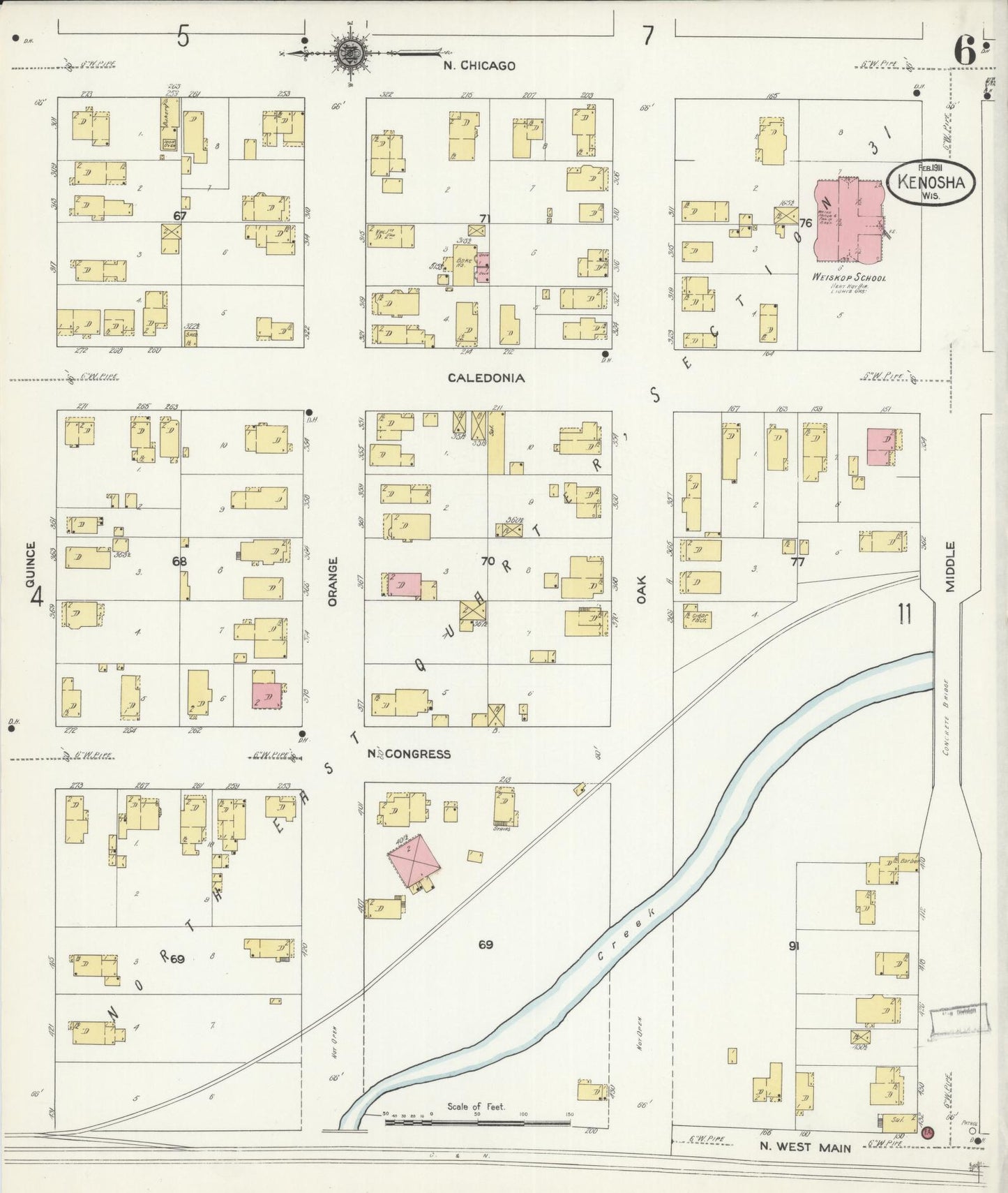 Sanborn Fire Insurance Map from Kenosha, Kenosha County, Wisconsin (1911), Sheet #0006 - Complete Map Set gallery image, historic Sanborn map, vintage wall art, Wisconsin Wisconsin