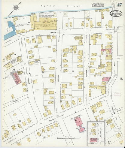 Sanborn Fire Insurance Map from Greenwich, Fairfield County, Connecticut (1912), Sheet #0017 - Complete Map Set gallery image, historic Sanborn map, vintage wall art, Connecticut Connecticut