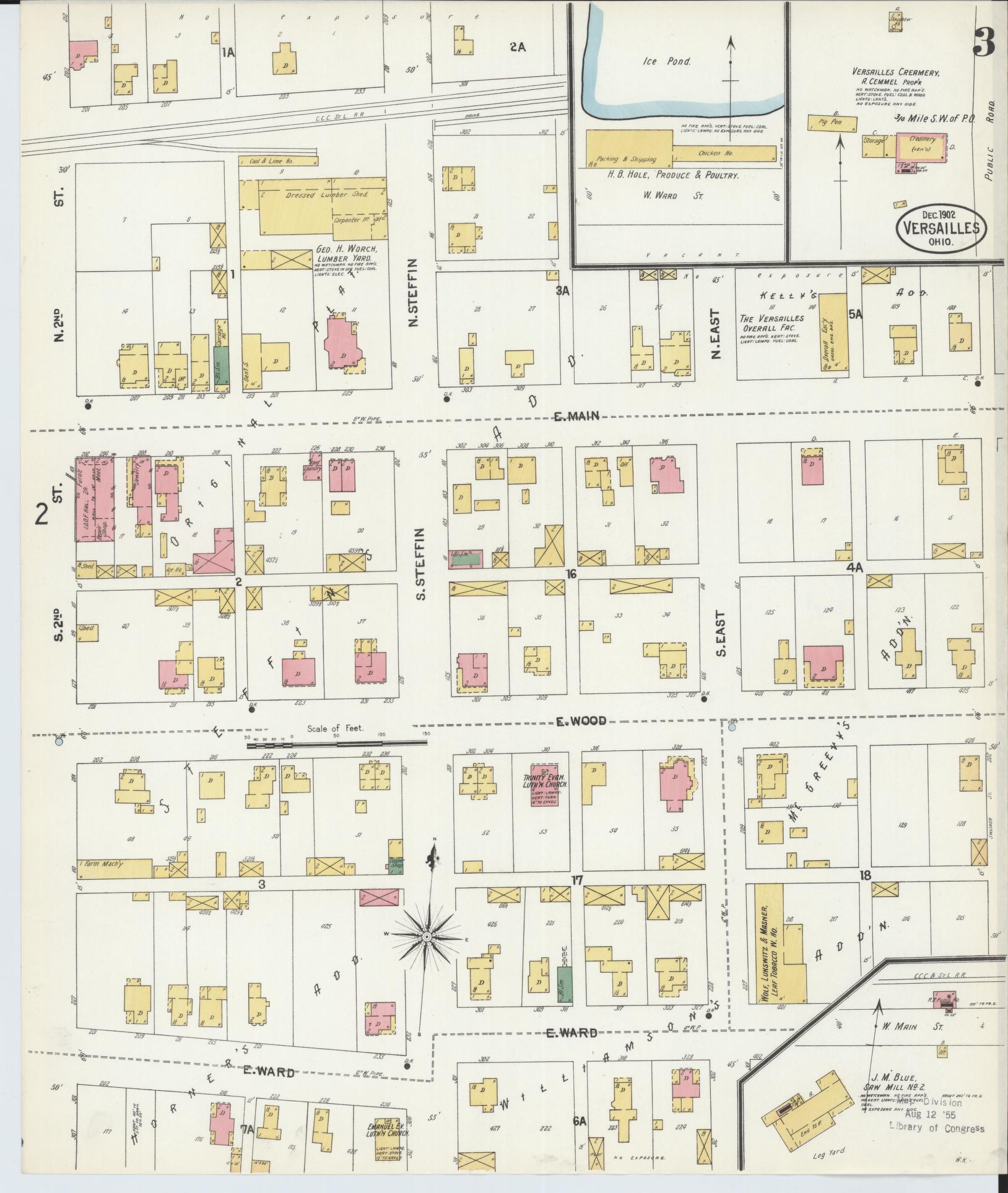 Sanborn Fire Insurance Map from Versailles, Darke County, Ohio (1902), Sheet #0003 - Complete Map Set gallery image, historic Sanborn map, vintage wall art, Ohio Ohio