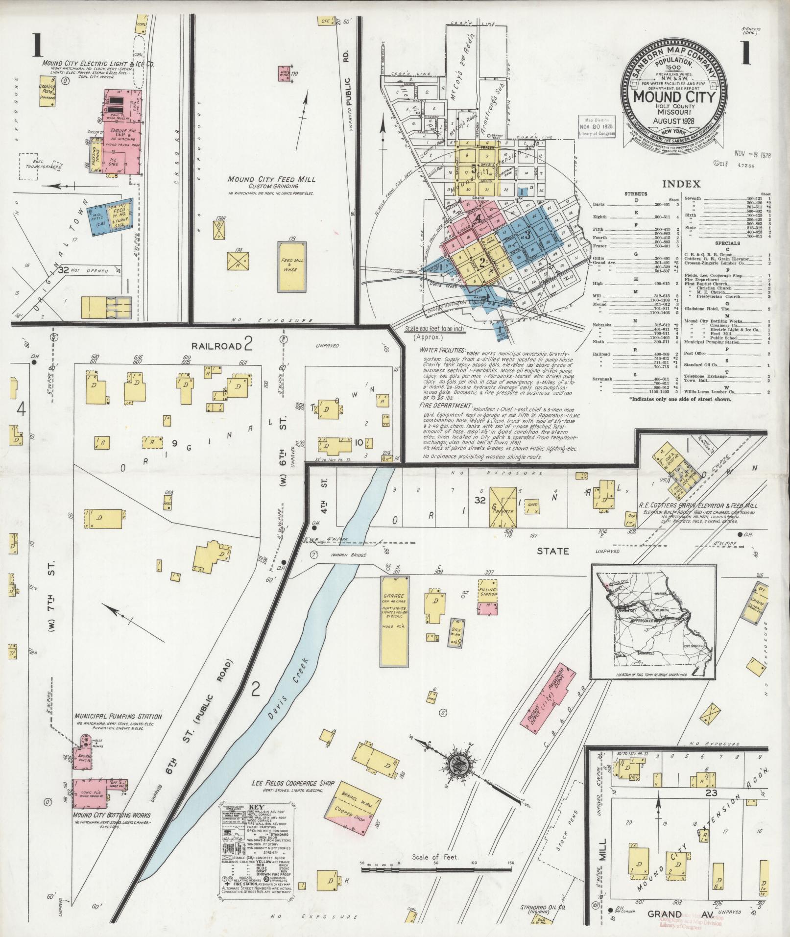 Sanborn Fire Insurance Map from Mound City, Holt County, Missouri. (1928) – Historic Sanborn Fire Insurance Map Print