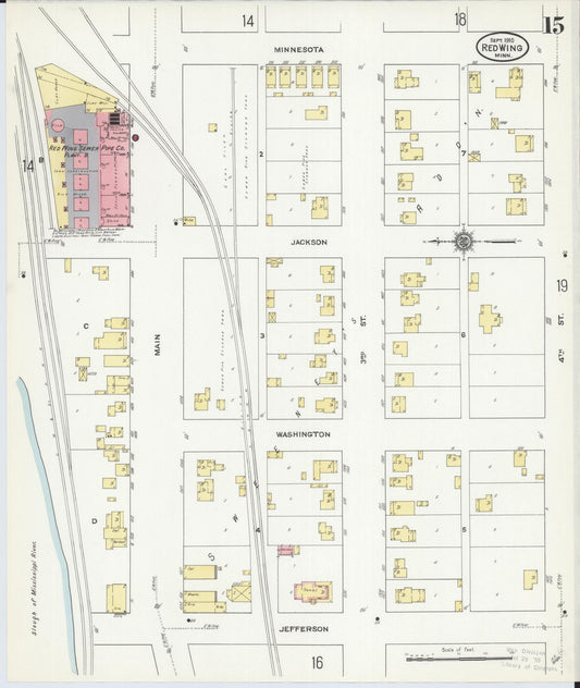 Sanborn Fire Insurance Map from Red Wing, Goodhue County, Minnesota (1910), Sheet #0015 - Historic Sanborn Fire Insurance Map Print, vintage old map wall art, antique decor, genealogy gift, Minnesota Minnesota map