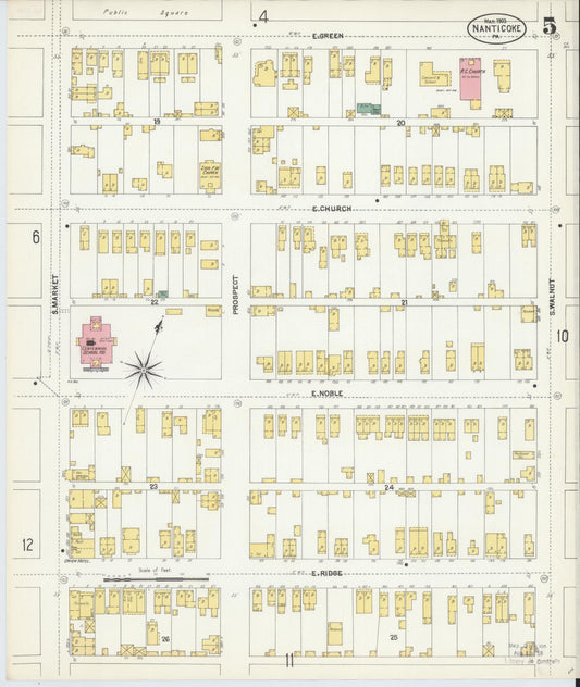 Sanborn Fire Insurance Map from Nanticoke, Luzerne County, Pennsylvania (1903), Sheet #0005 - Historic Sanborn Fire Insurance Map Print, vintage old map wall art, antique decor, genealogy gift, Pennsylvania Pennsylvania map