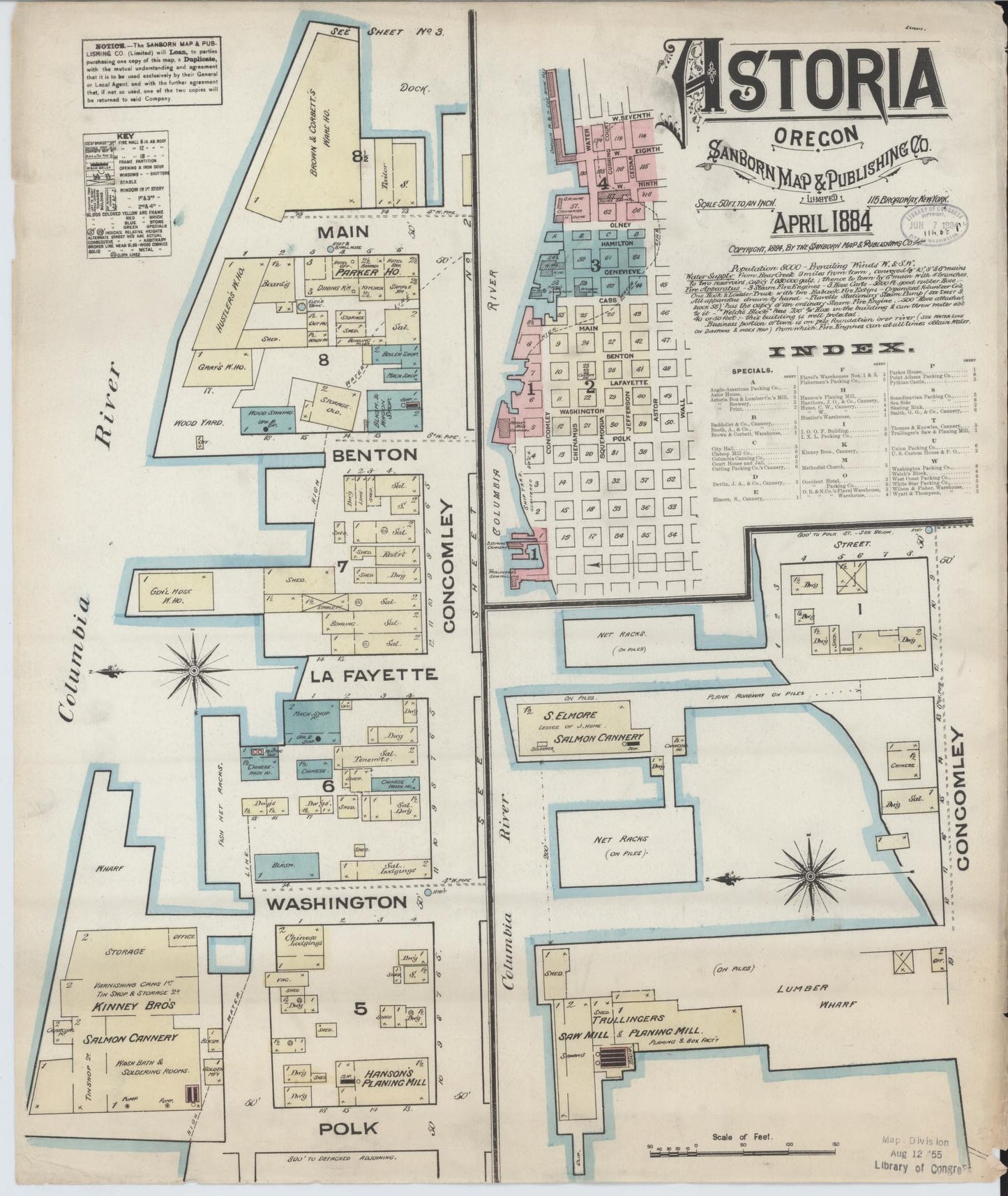 Sanborn Fire Insurance Map from Astoria, Clatsop County, Oregon (1884), Sheet #0001 - Complete Map Set gallery image, historic Sanborn map, vintage wall art, Oregon Oregon