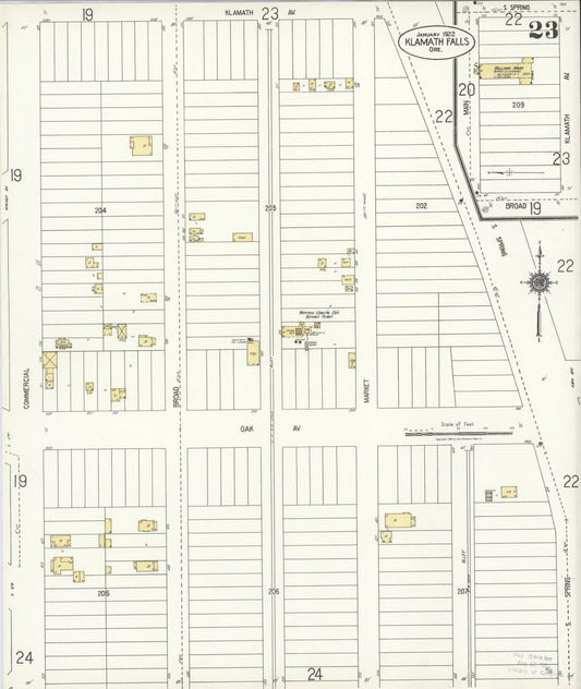 Sanborn Fire Insurance Map from Klamath Falls, Klamath County, Oregon (1921), Sheet #0023 - Historic Sanborn Fire Insurance Map Print, vintage old map wall art, antique decor, genealogy gift, Oregon Oregon map