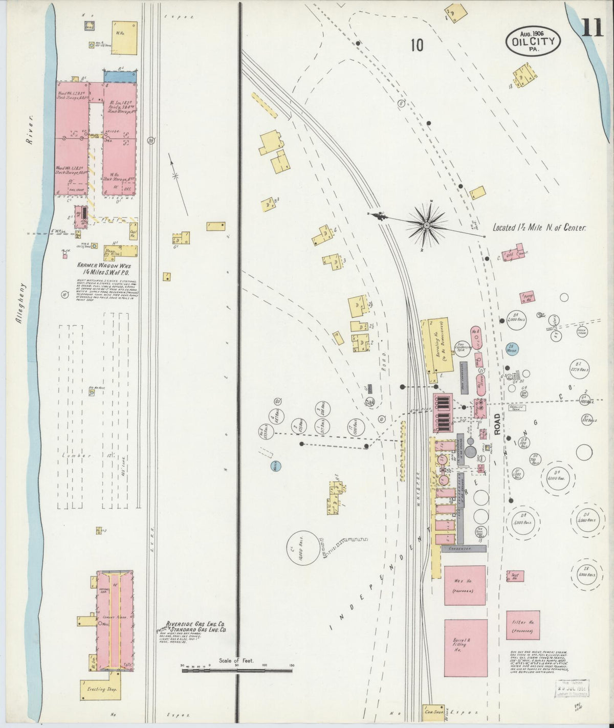 Sanborn Fire Insurance Map from Oil City, Venango County, Pennsylvania (1906), Sheet #0011 - Historic Sanborn Fire Insurance Map Print, vintage old map wall art, antique decor, genealogy gift, Pennsylvania Pennsylvania map