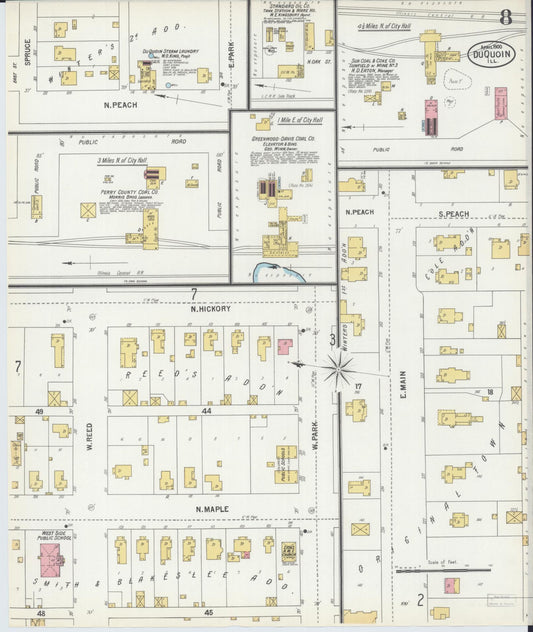 Sanborn Fire Insurance Map from Du Quoin, Perry County, Illinois (1900), Sheet #0008 - Historic Sanborn Fire Insurance Map Print, vintage old map wall art, antique decor, genealogy gift, Illinois Illinois map