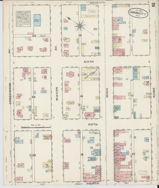 Sanborn Fire Insurance Map from Canon City, Fremont County, Colorado (1883), Sheet #0002 - Historic Sanborn Fire Insurance Map Print, vintage old map wall art, antique decor, genealogy gift, Colorado Colorado map