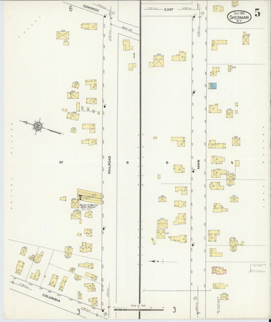 Sanborn Fire Insurance Map from Sherman, Chautauqua County, New York (1912), Sheet #0005 - Historic Sanborn Fire Insurance Map Print, vintage old map wall art, antique decor, genealogy gift, New York New York map