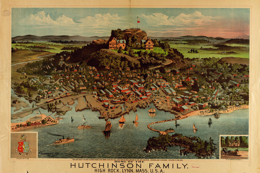 Home of the Hutchinson Family, High Rock, Lynn, Mass., U.S.A. (1881) – Historic Bird’s-Eye View Panorama Print