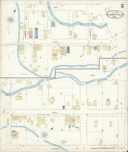 Sanborn Fire Insurance Map from Klamath Falls, Klamath County, Oregon (1898), Sheet #0002 - Complete Map Set gallery image, historic Sanborn map, vintage wall art, Oregon Oregon