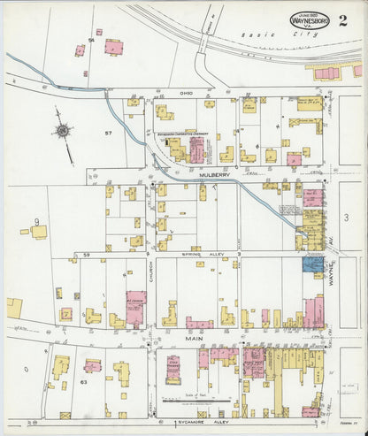 Sanborn Fire Insurance Map from Waynesboro, Independent Cities, Virginia (1920), Sheet #0002 - Complete Map Set gallery image, historic Sanborn map, vintage wall art, Virginia Virginia