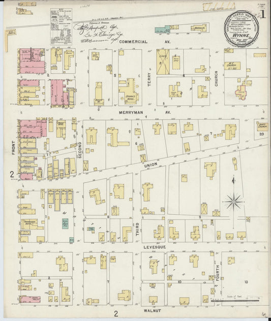 Sanborn Fire Insurance Map from Wynne, Cross County, Arkansas (1897), Sheet #0001 - Complete Map Set gallery image, historic Sanborn map, vintage wall art, Arkansas Arkansas
