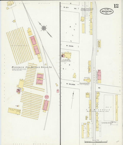 Sanborn Fire Insurance Map from Menomonie, Dunn County, Wisconsin (1910), Sheet #0012 - Historic Sanborn Fire Insurance Map Print, vintage old map wall art, antique decor, genealogy gift, Wisconsin Wisconsin map