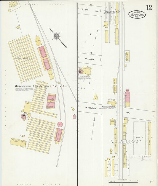 Sanborn Fire Insurance Map from Menomonie, Dunn County, Wisconsin (1910), Sheet #0012 - Historic Sanborn Fire Insurance Map Print, vintage old map wall art, antique decor, genealogy gift, Wisconsin Wisconsin map