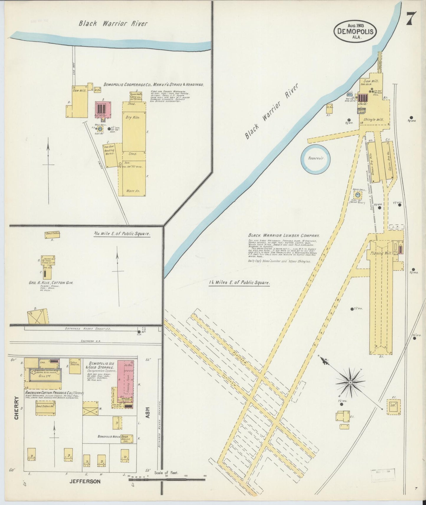 Sanborn Fire Insurance Map from Demopolis, Marengo County, Alabama (1903), Sheet #0007 - Complete Map Set gallery image, historic Sanborn map, vintage wall art, Alabama Alabama
