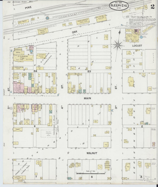 Sanborn Fire Insurance Map from Sleepy Eye, Brown County, Minnesota (1889), Sheet #0002 - Historic Sanborn Fire Insurance Map Print, vintage old map wall art, antique decor, genealogy gift, Minnesota Minnesota map
