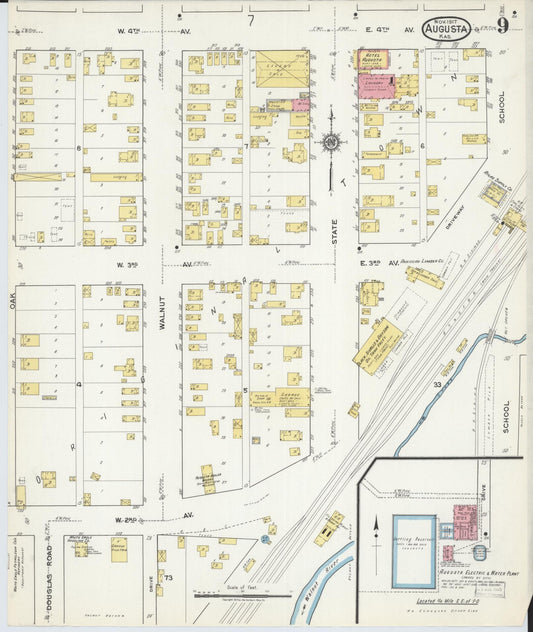 Sanborn Fire Insurance Map from Augusta, Butler County, Kansas (1917), Sheet #0009 - Historic Sanborn Fire Insurance Map Print, vintage old map wall art, antique decor, genealogy gift, Kansas Kansas map