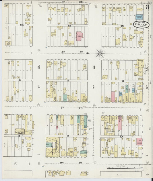 Sanborn Fire Insurance Map from Ouray, Ouray County, Colorado (1890), Sheet #0003 - Historic Sanborn Fire Insurance Map Print, vintage old map wall art, antique decor, genealogy gift, Colorado Colorado map