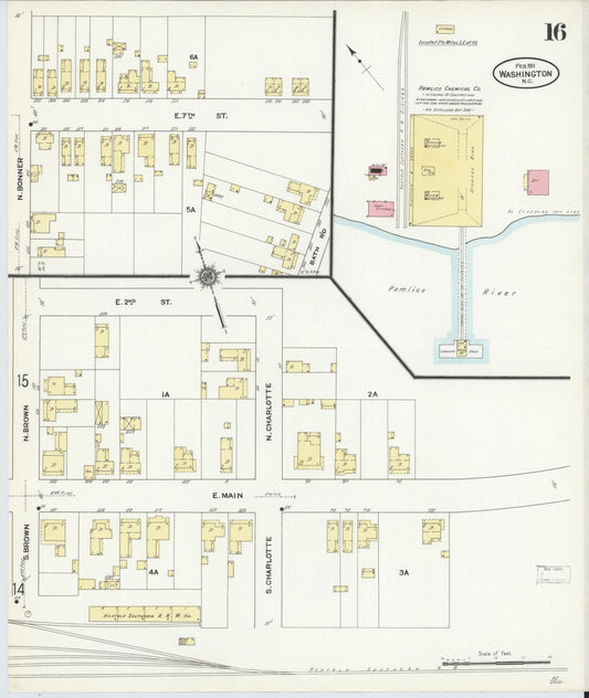 Sanborn Fire Insurance Map from Washington, Beaufort County, North Carolina (1911), Sheet #0016 - Historic Sanborn Fire Insurance Map Print, vintage old map wall art, antique decor, genealogy gift, Washington Washington map